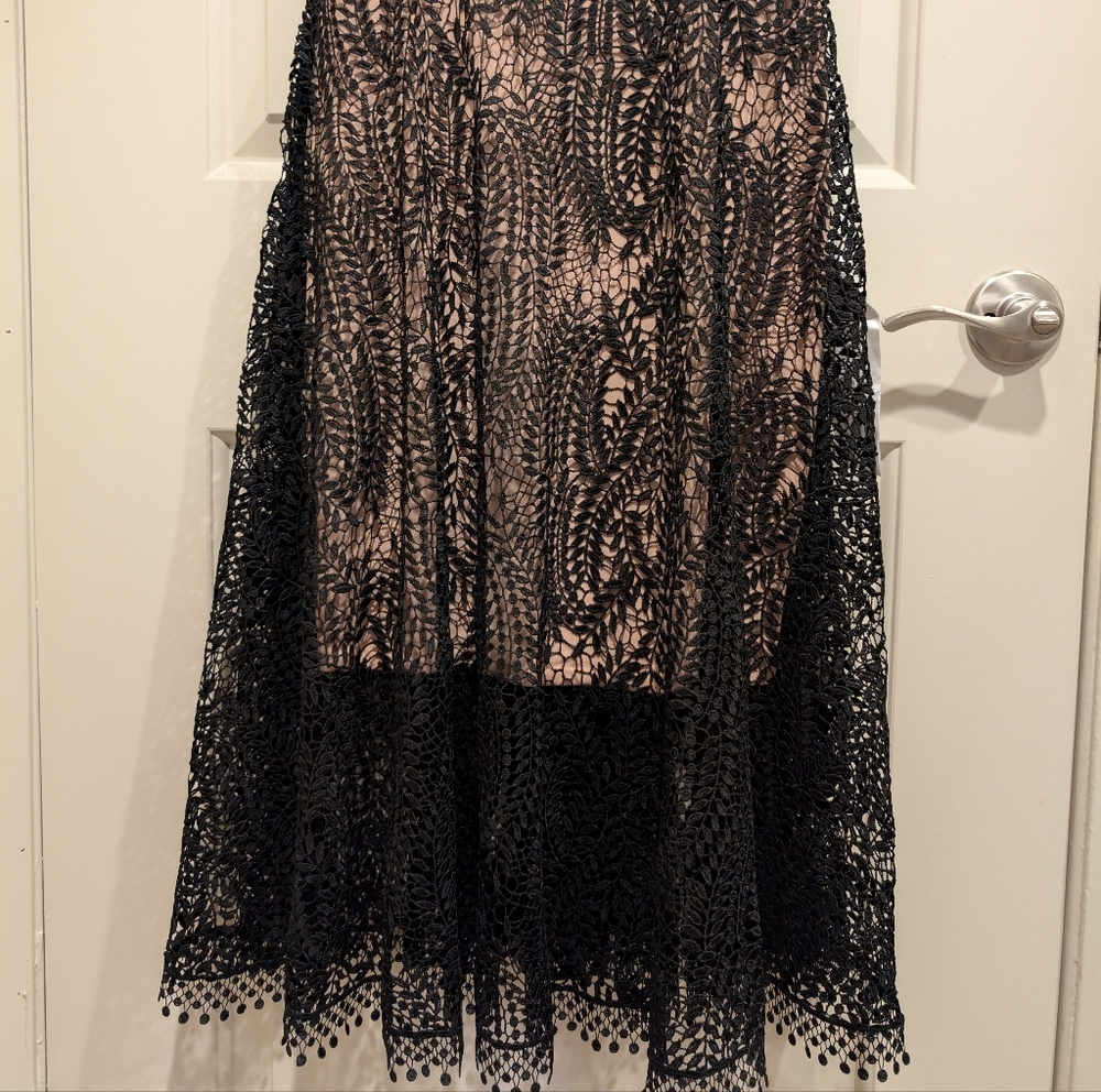 Dress the Population Shane Black Vine Lace Midi Dress Size Small - Picture 4 of 10